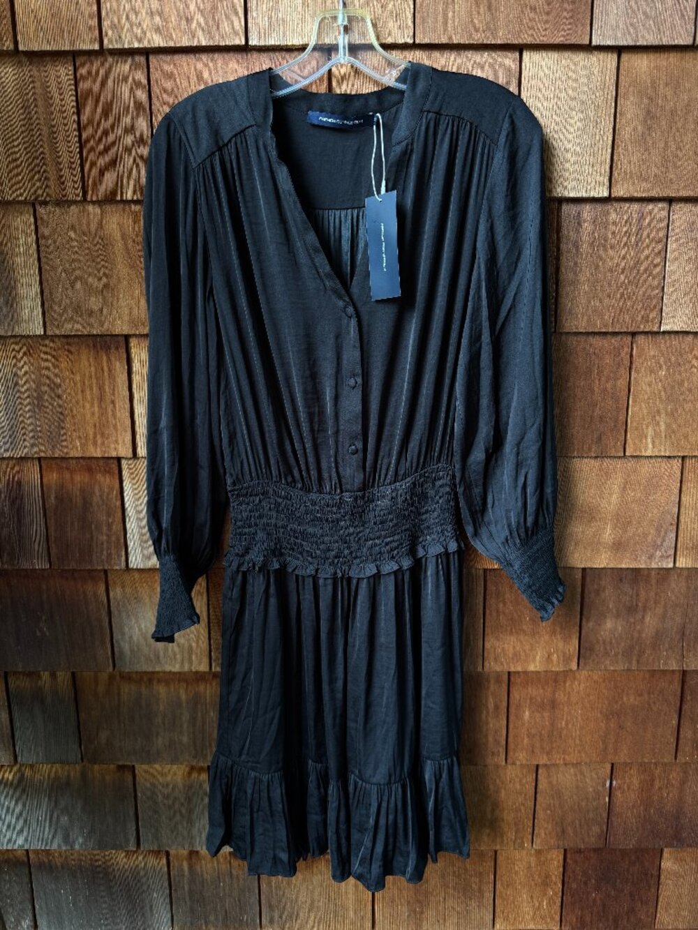 NWT French Connection V-Neck Long Sleeve Dress with Smocked Detail in Women's 8